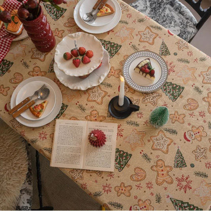 Christmas Tree & Gingerbread Man Holiday Tablecloth - image 4