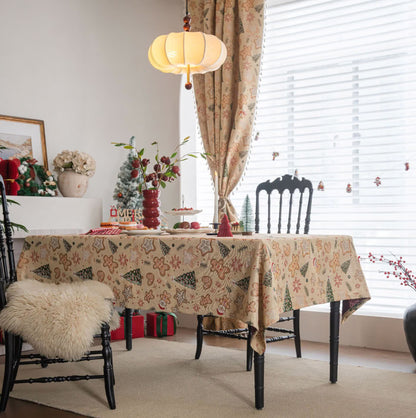 Christmas Tree & Gingerbread Man Holiday Tablecloth - image 1