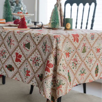Christmas Tree & Bow Print Holiday Tablecloth - 55" x 102" - image 3