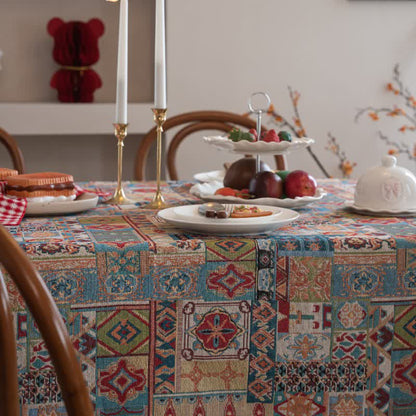 Boho Tribal Motif Jacquard Tablecloth - image 4