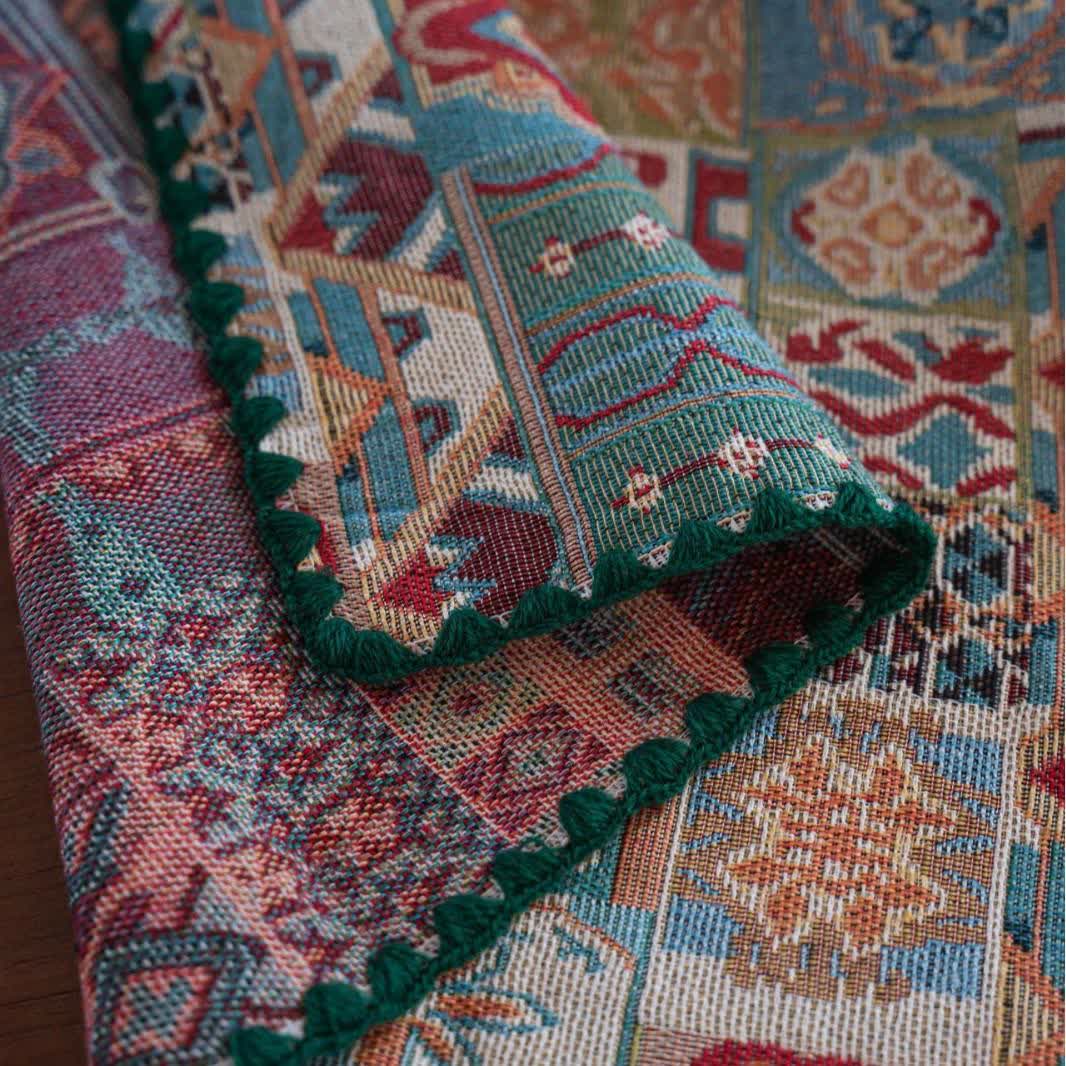 Boho Tribal Motif Jacquard Tablecloth - image 6
