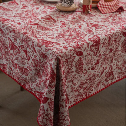 Red Butterfly Floral Jacquard Tablecloth - image 4