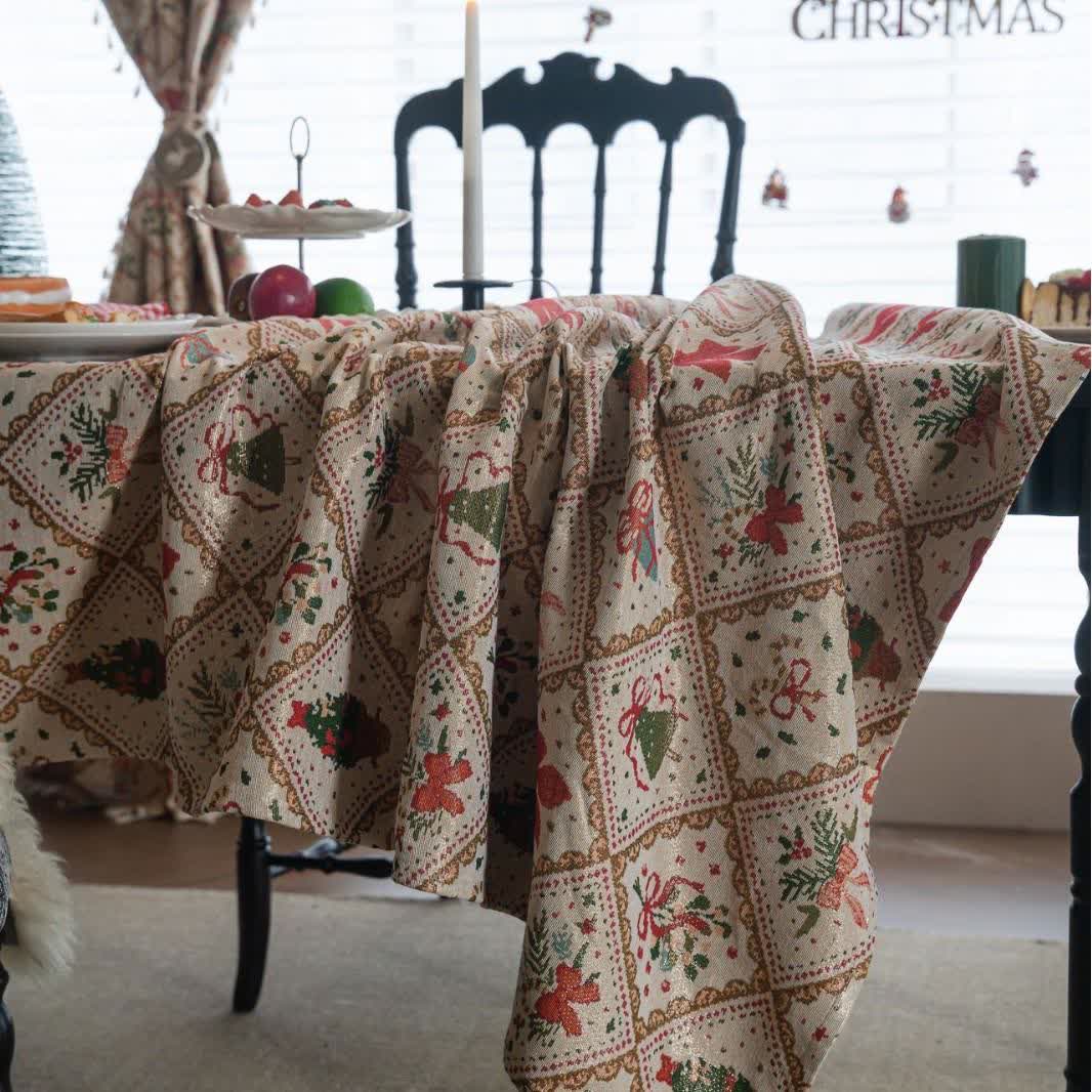 Christmas Tree & Bow Print Holiday Tablecloth - image 4