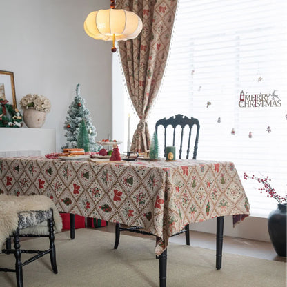 Christmas Tree & Bow Print Holiday Tablecloth - image 2