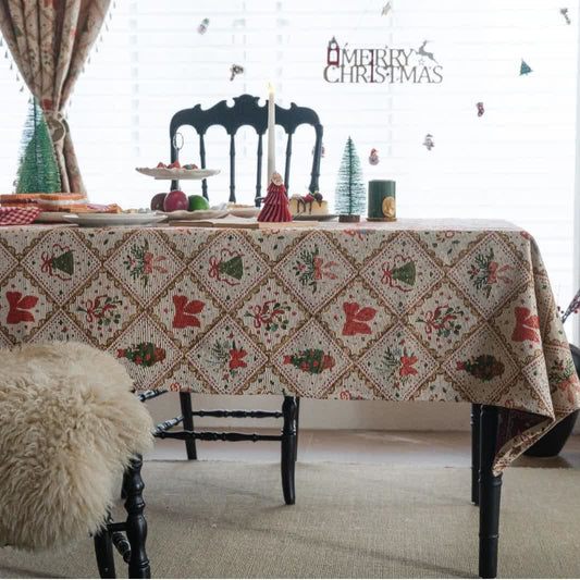 Christmas Tree & Bow Print Holiday Tablecloth - image 0