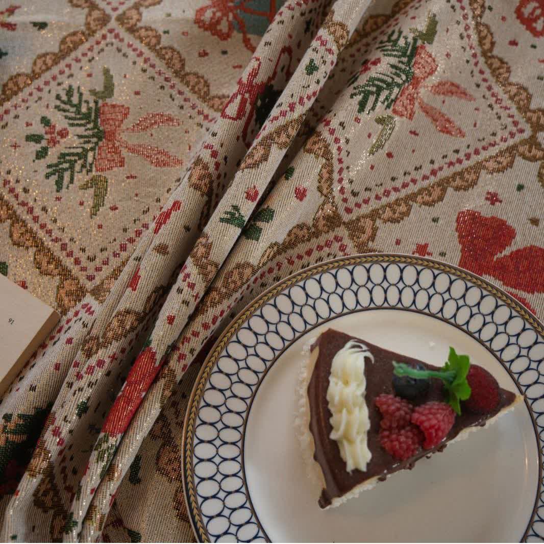 Christmas Tree & Bow Print Holiday Tablecloth - image 5