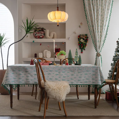 Green Fir Tree Print Tablecloth - image 1