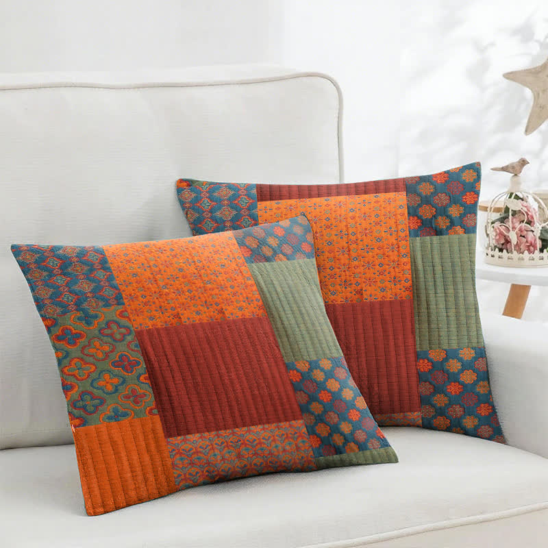 Patchwork Cotton Gauze Jacquard Square Pillowcases(2PCS) - 18" x 18" - image 0