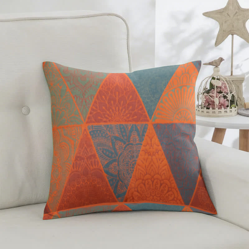 Triangle Pattern Cotton Jacquard Square Pillowcases(2PCS) - image 1