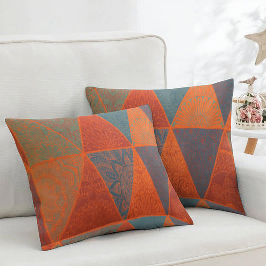 Triangle Pattern Cotton Jacquard Square Pillowcases(2PCS) - 18" x 18" - image 0