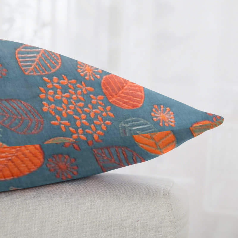 Leaf Print Cotton Jacquard Square Pillowcases(2PCS) - image 2