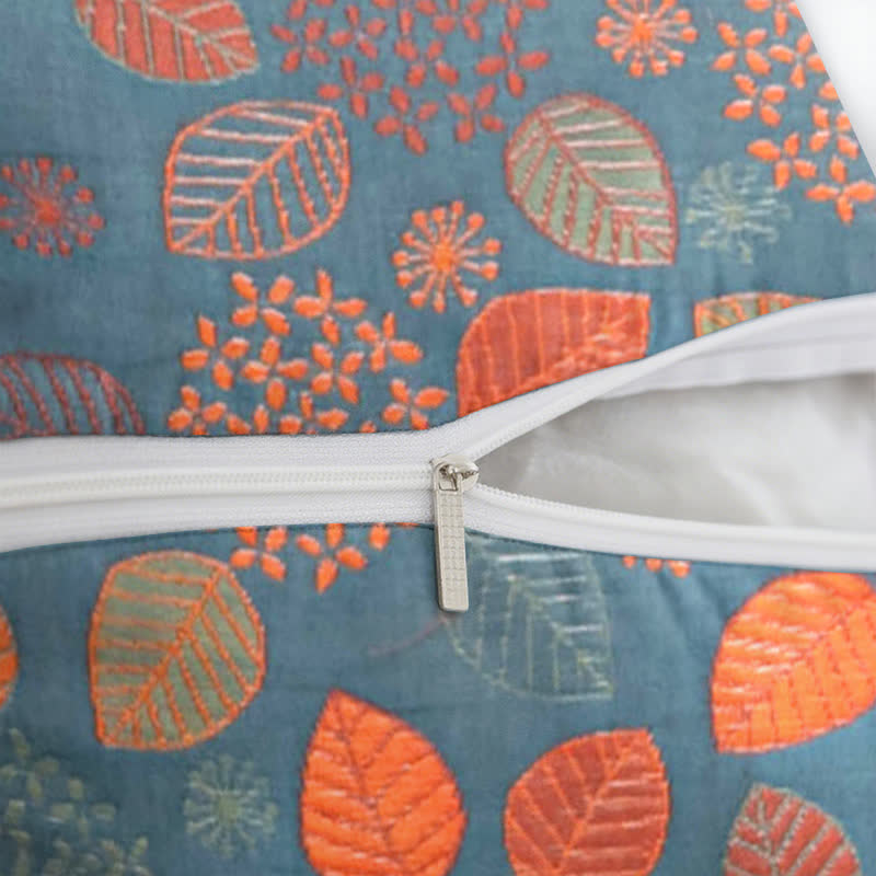 Leaf Print Cotton Jacquard Square Pillowcases(2PCS) - image 3