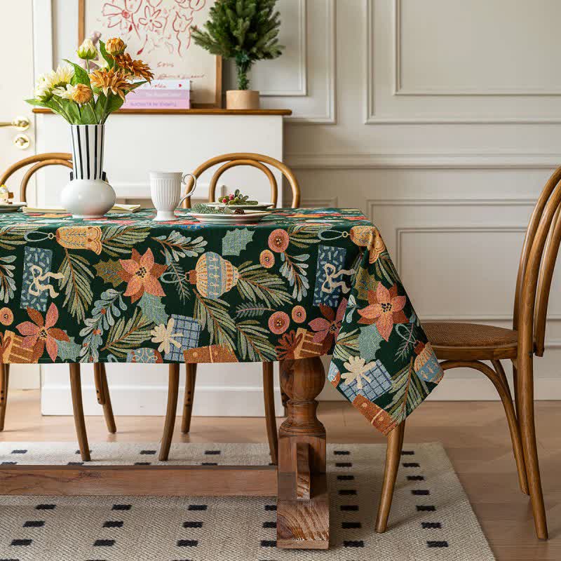 Plant & Floral Print Jacquard Tablecloth - image 3