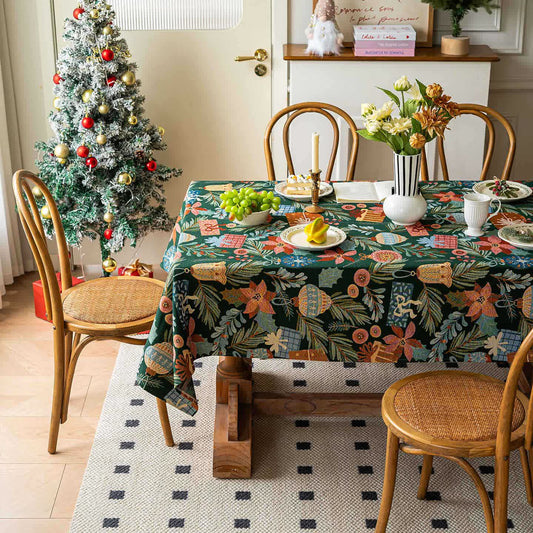 Plant & Floral Print Jacquard Tablecloth - 55" x 102" - image 0