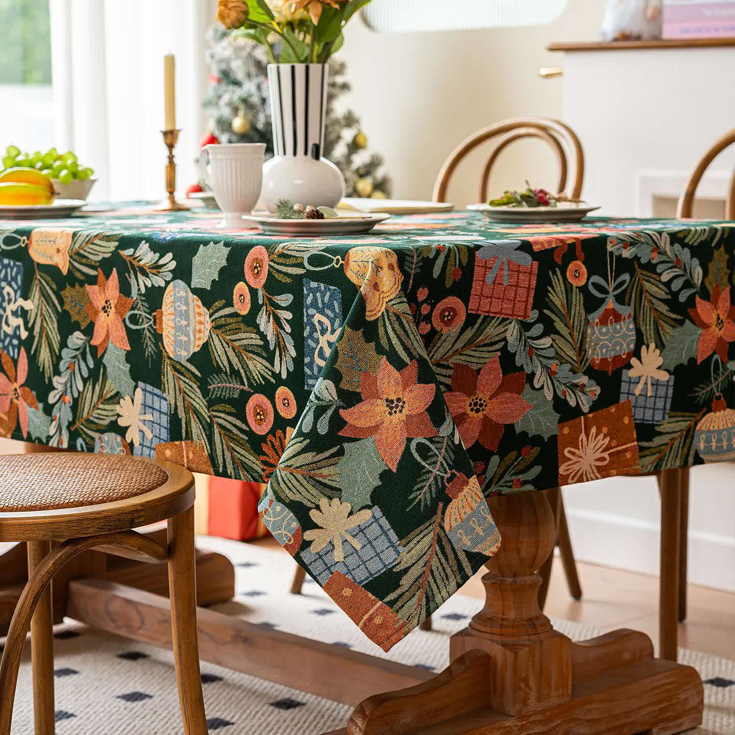 Plant & Floral Print Jacquard Tablecloth - image 5