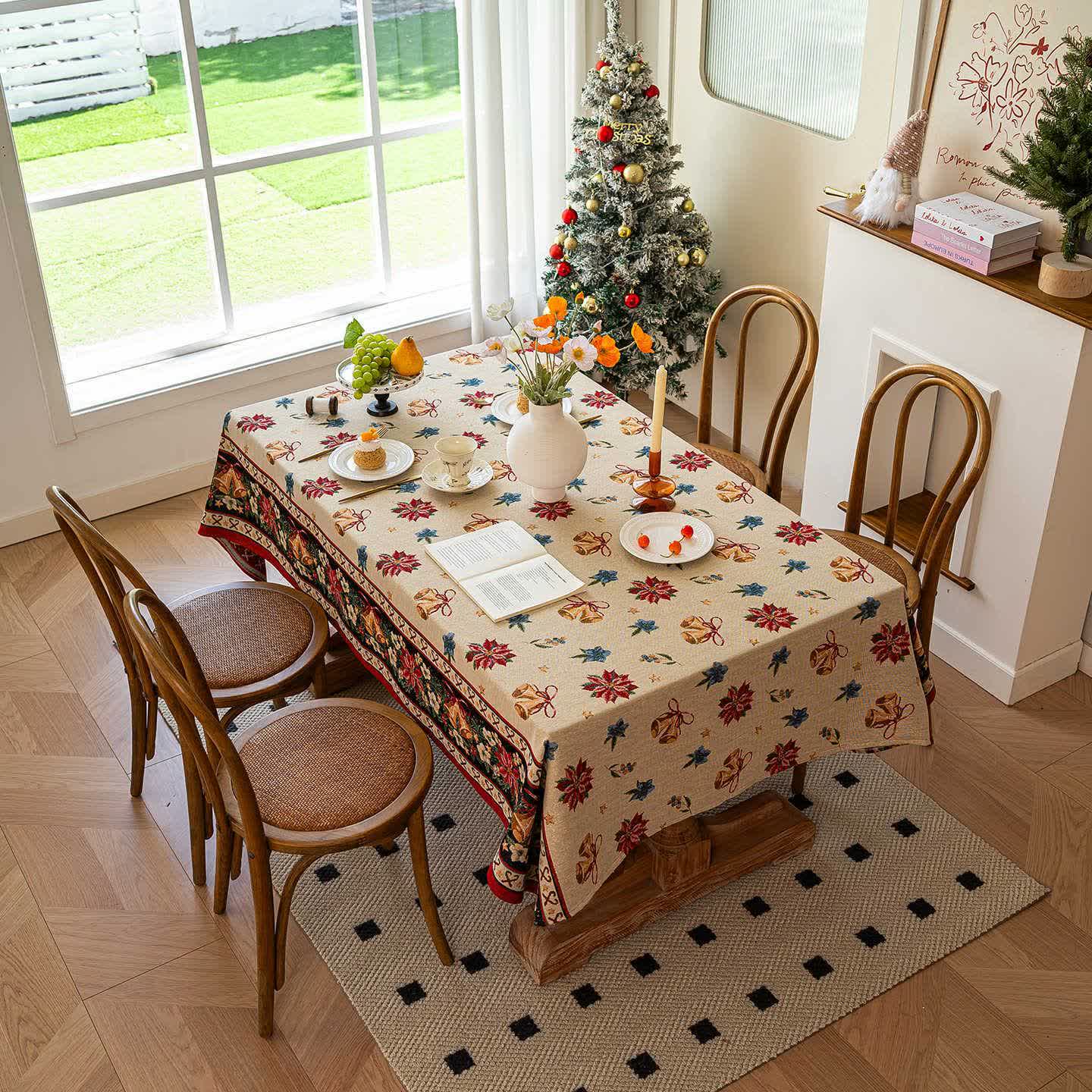 Christmas Bell Floral Jacquard Tablecloth - image 2