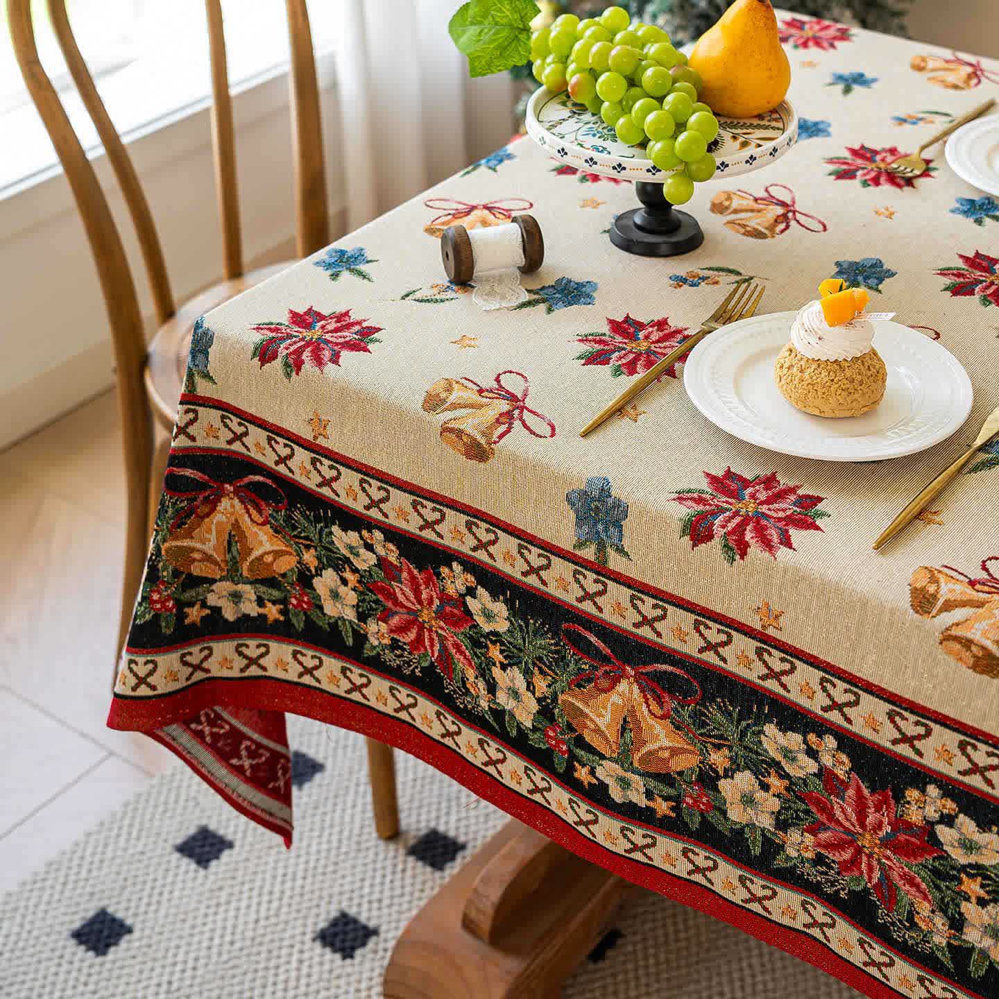 Christmas Bell Floral Jacquard Tablecloth - image 4