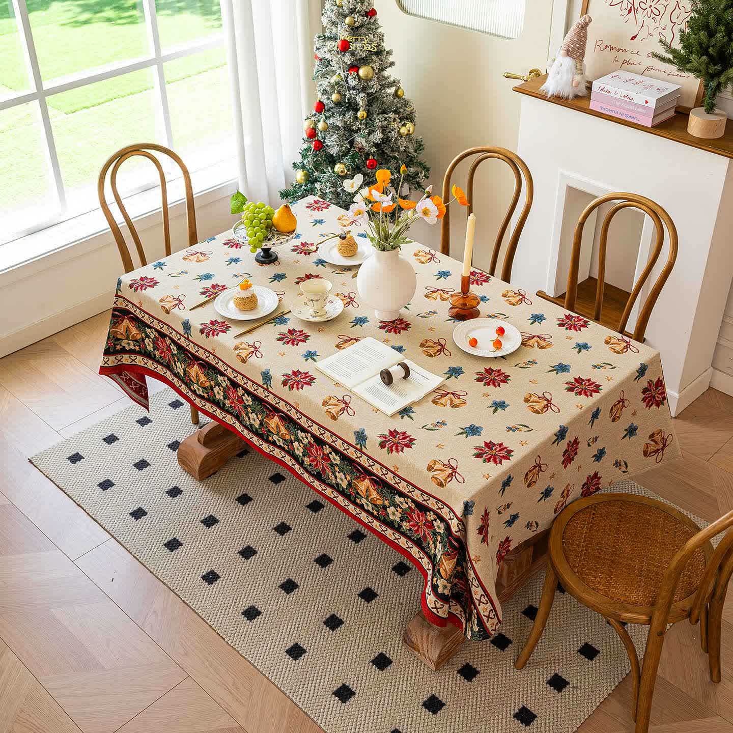 Christmas Bell Floral Jacquard Tablecloth - image 1
