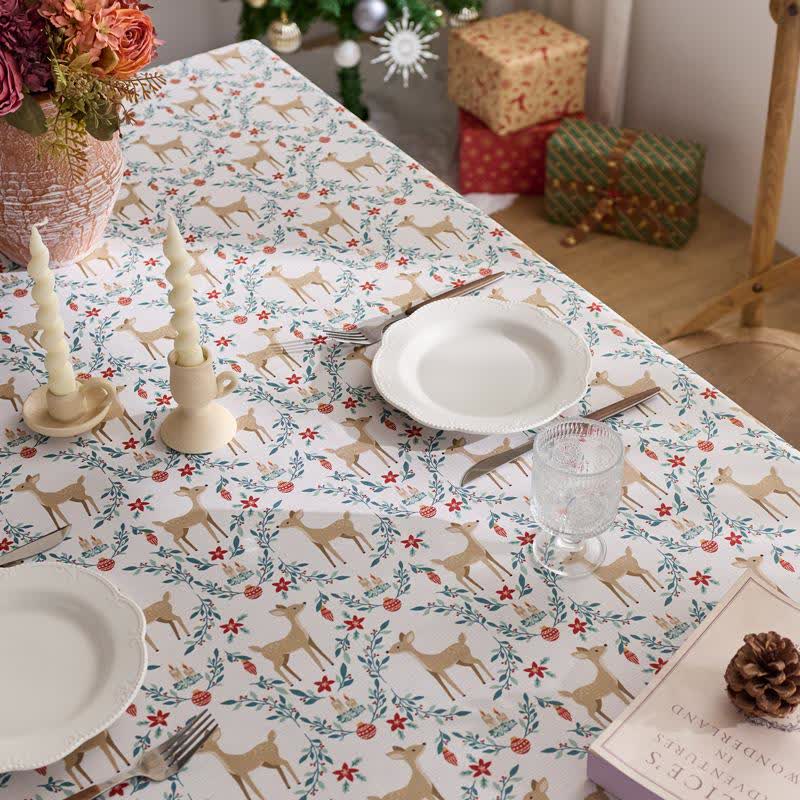 Christmas Elk Print Waterproof Tablecloth - image 3