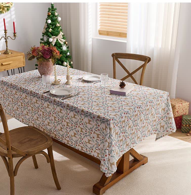 Christmas Elk Print Waterproof Tablecloth - image 1