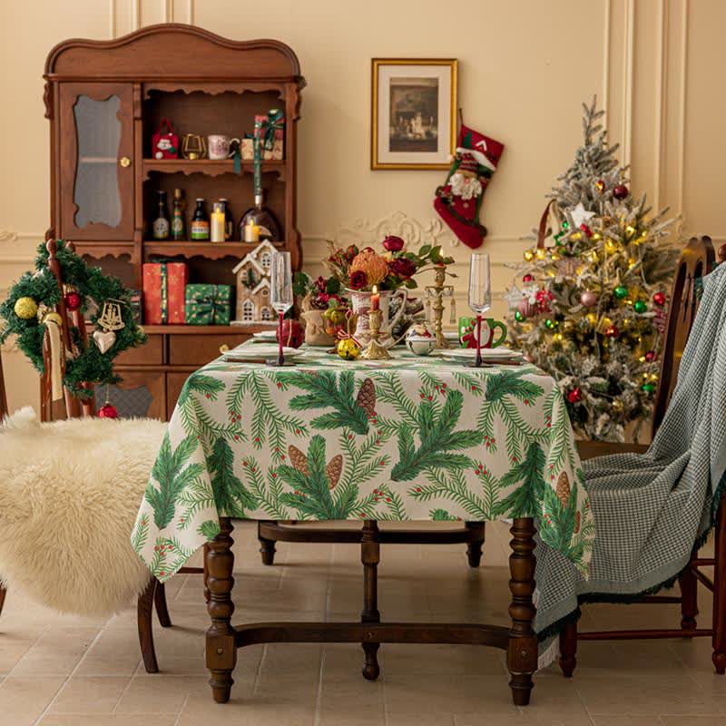 Christmas Pine Cone Print Tablecloth - Round - 48" - image 0