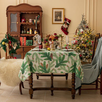 Christmas Pine Cone Print Tablecloth - Round - 48" - image 0