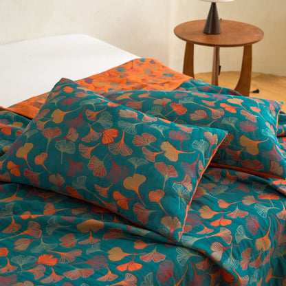 Ginkgo Biloba Organic Cotton Quilt - Blue - 2PCS Pillowcases - 20" x 36" - image 8