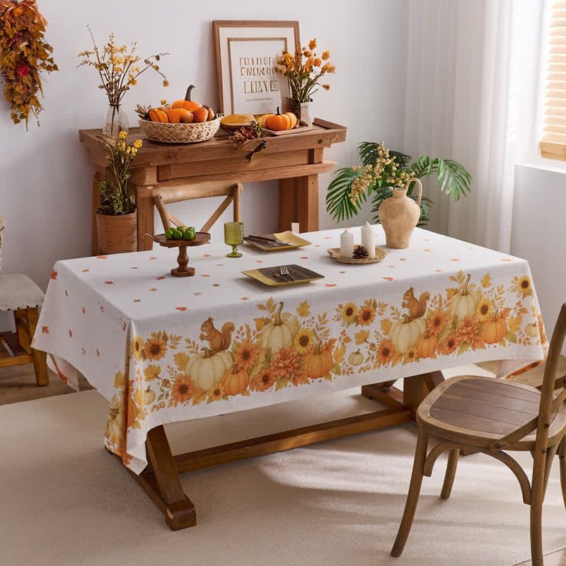 Sunflower Pumpkin Harvest Waterproof Tablecloth - 59" x 102" - image 0