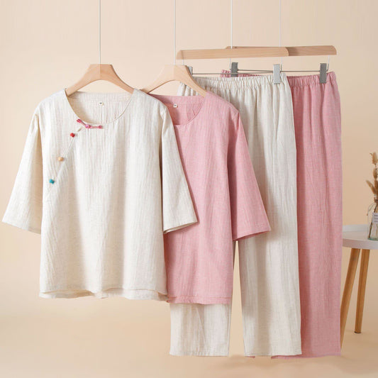 Oriental Style Buttoned Loungewear Set - image 0