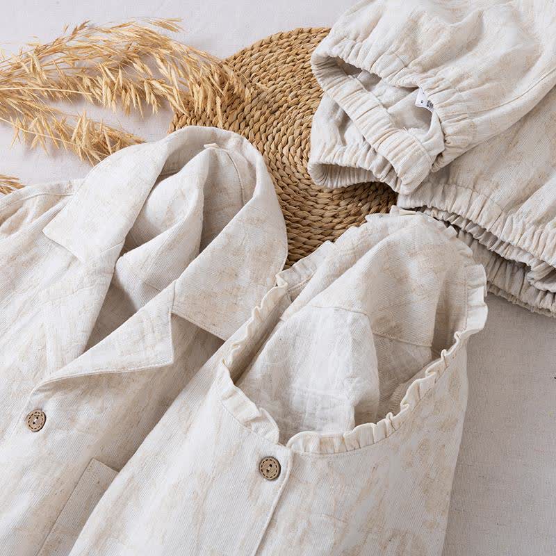 Matching Minimalist Cotton Linen Loungewear Set - image 4