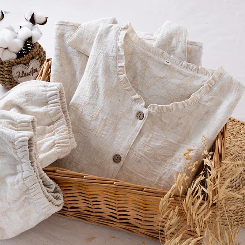 Matching Minimalist Cotton Linen Loungewear Set - image 3