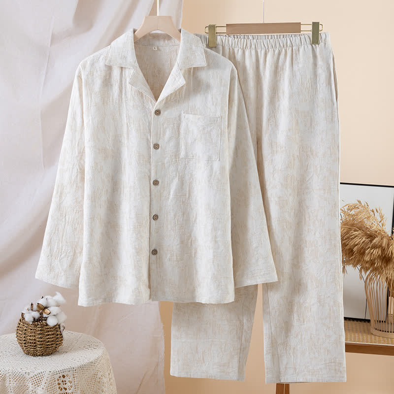 Matching Minimalist Cotton Linen Loungewear Set - Men - XL - image 17