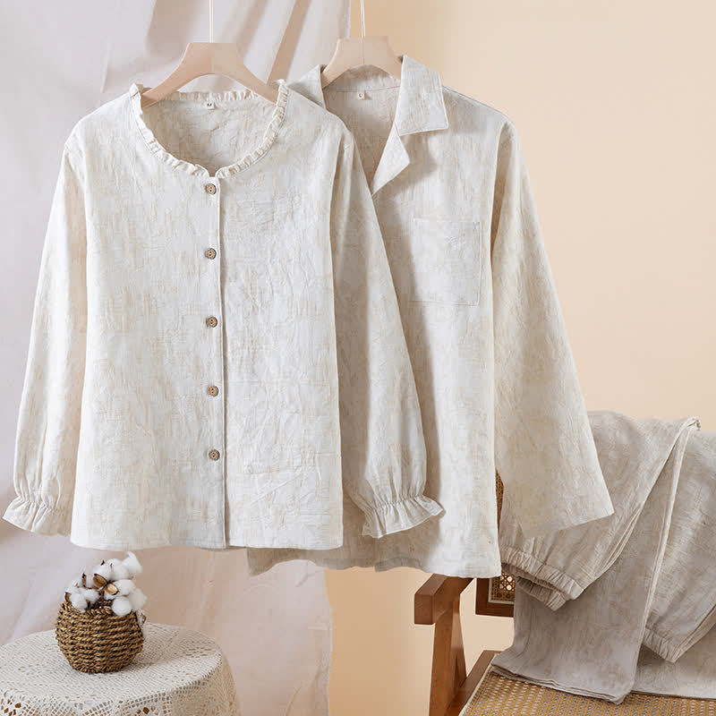 Matching Minimalist Cotton Linen Loungewear Set - image 1