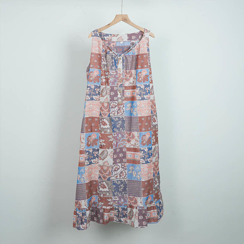 Ethnic Floral Cotton Sleeveless Nightdress - image 12