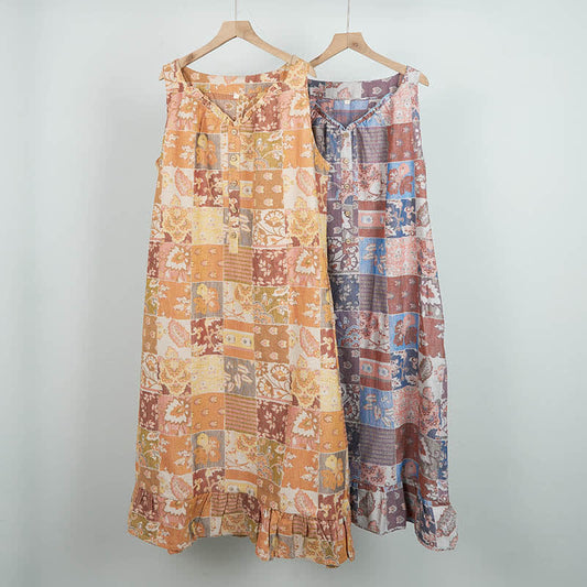 Ethnic Floral Cotton Sleeveless Nightdress - image 0