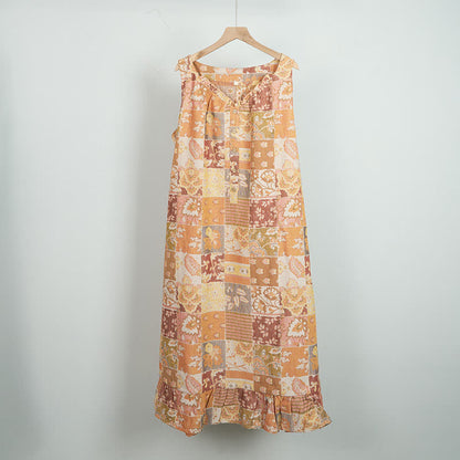Ethnic Floral Cotton Sleeveless Nightdress - image 3