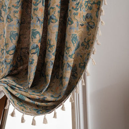 Rustic Blue Floral Light Filtering Curtain - image 4