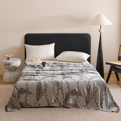 Grey Leaf Print Cooling Bedspread - Queen - image 0
