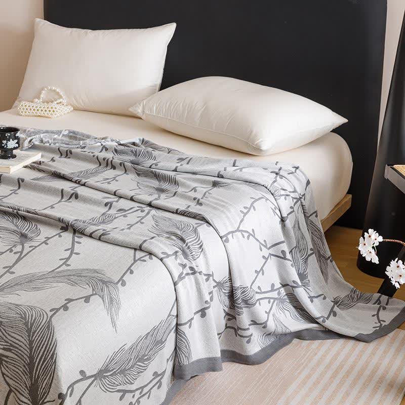 Grey Leaf Print Cooling Bedspread - image 1