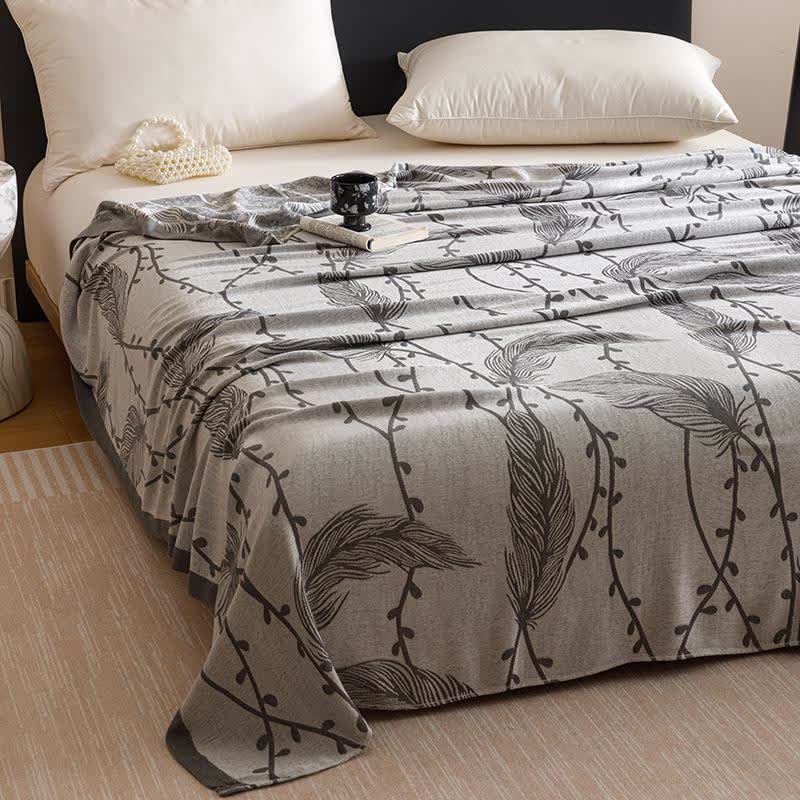 Grey Leaf Print Cooling Bedspread - image 4
