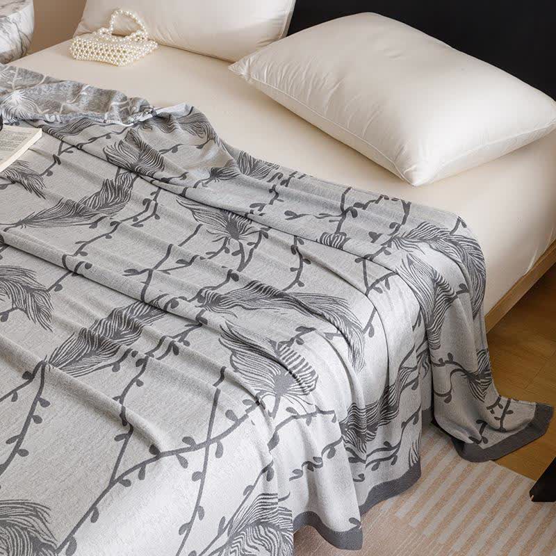 Grey Leaf Print Cooling Bedspread - image 3