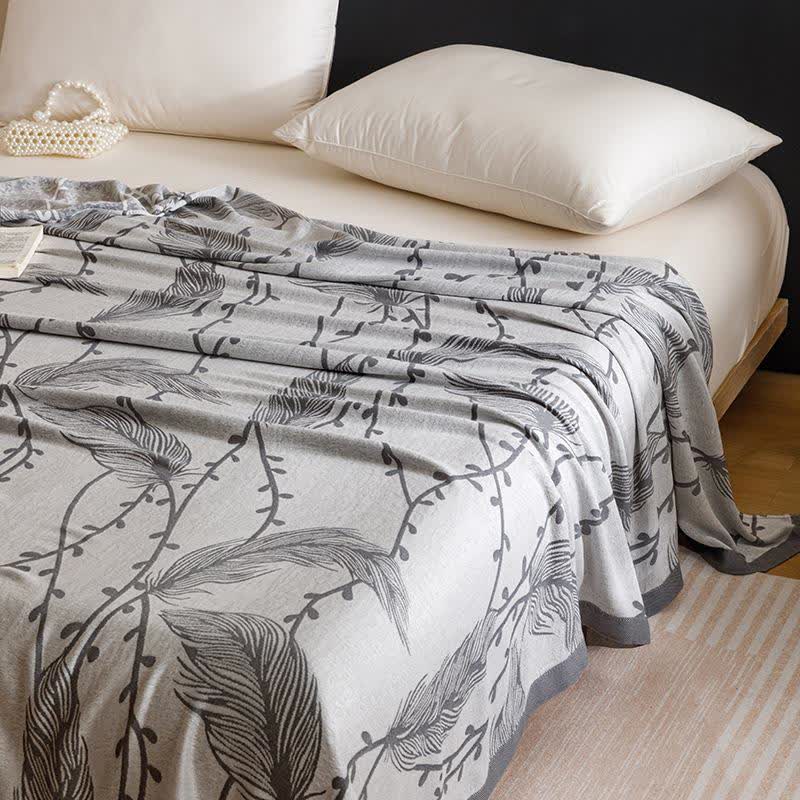 Grey Leaf Print Cooling Bedspread - image 2