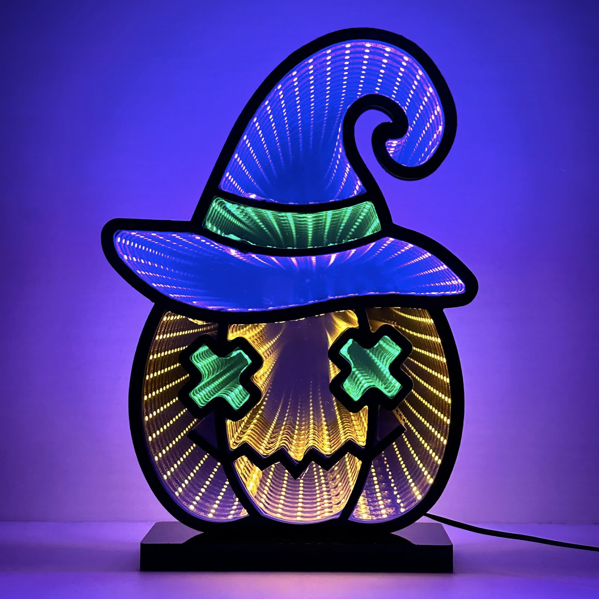 Halloween Infinity Lights Pumpkin with Hat - image 3