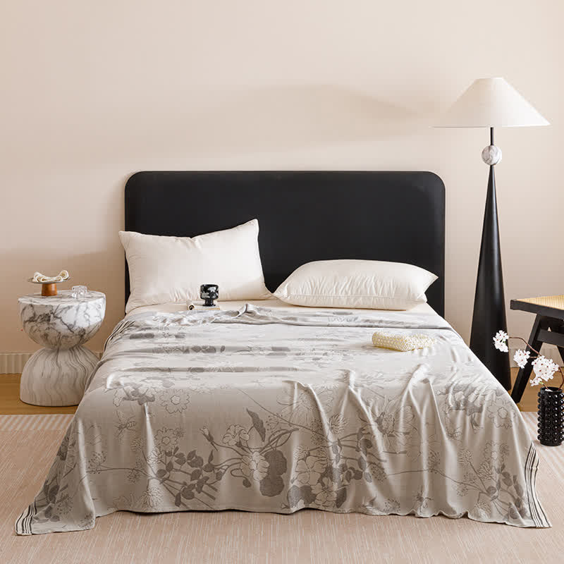 Rustic Floral Print Cooling Sheet Bedspread - Grey - Queen - image 2