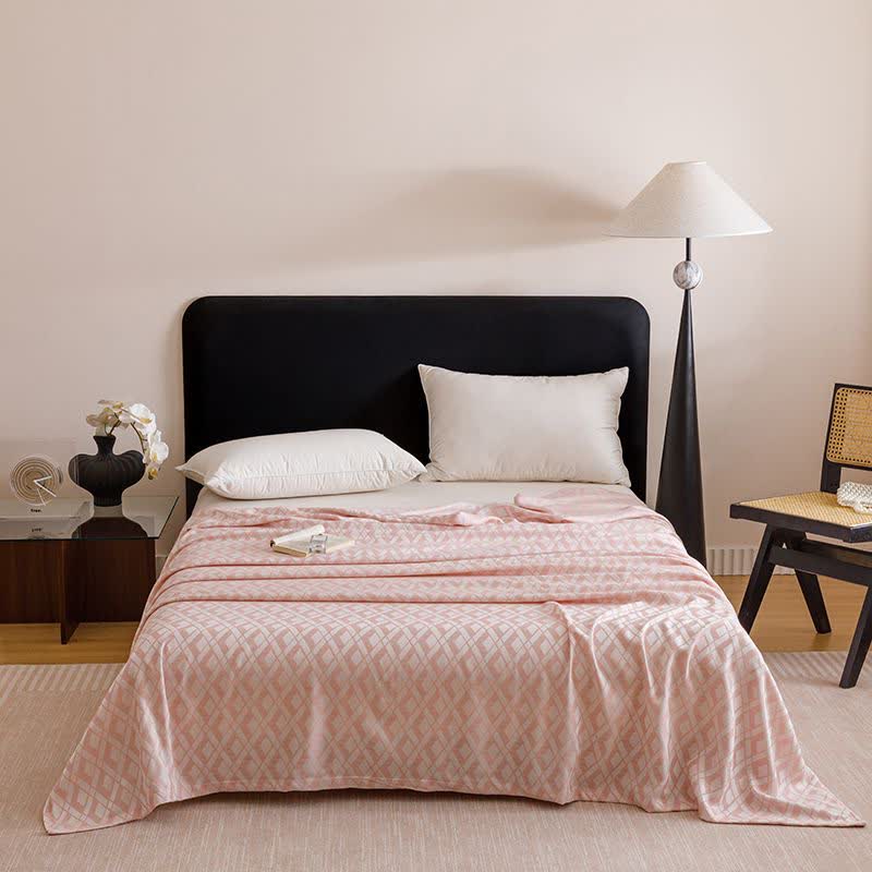 Geometric Plaid Cooling Sheet Bedspread - Pink - Queen - image 0