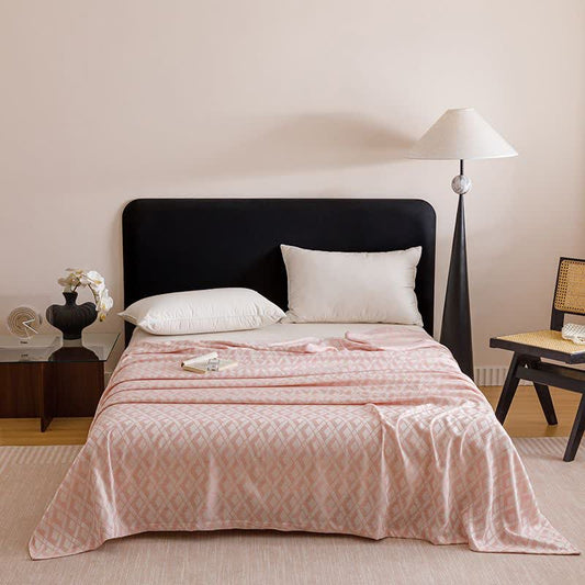 Geometric Plaid Cooling Sheet Bedspread - Pink - Queen - image 0