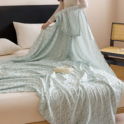 Geometric Plaid Cooling Sheet Bedspread - image 9