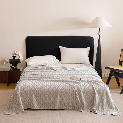 Geometric Plaid Cooling Sheet Bedspread - Silver - Queen - image 11