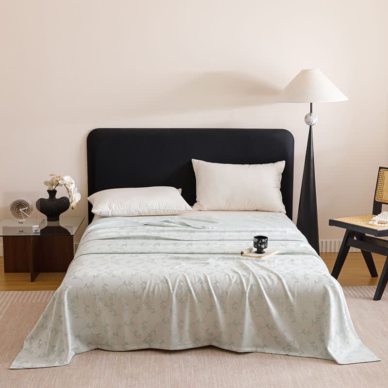 Pastoral Leaf Cooling Sheet Bedspread - Blue - Queen - image 1
