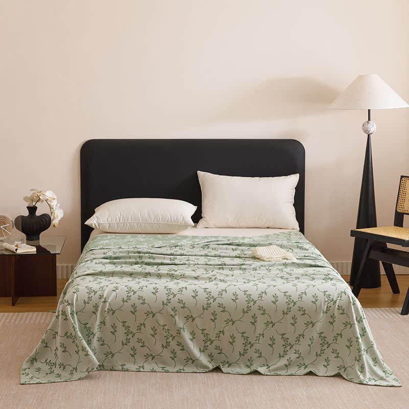Pastoral Leaf Cooling Sheet Bedspread - Green - Queen - image 2